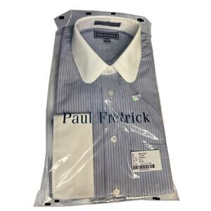 Paul Frederick Mens Classic Fit Shirt Long Sleeve Button Up Blue PinStripe NIP